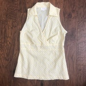 Loft Small Yellow/White Sleeveless Collar Shirt